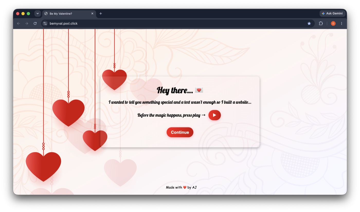 Be My Val valentine website