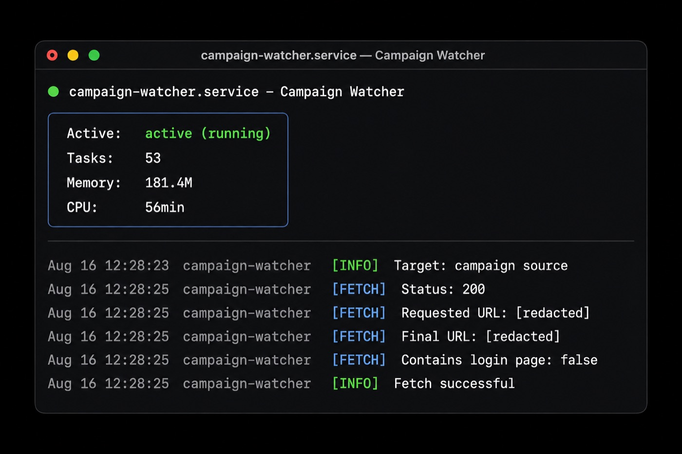 Campaign Watcher monitoring system